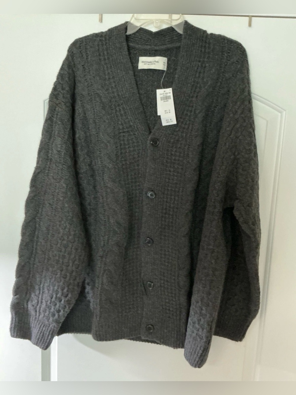 Size XXL - Abercrombie & Fitch Soft Cotton Blend Gray Cable Cardigan Sweater